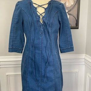Lace Up Denim Dress